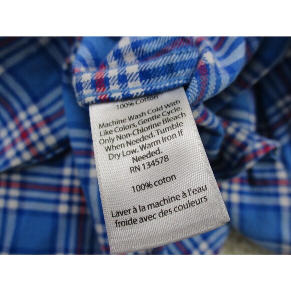 Vineyard Vines Shirt Boy Youth Extra Large 18 Blue Whale Flannel Plaid Button Up - Picture 5 of 10
